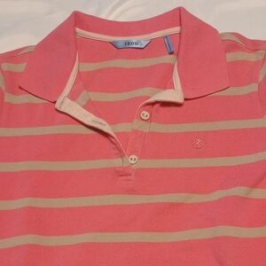 Izod Pink and Cream Striped Polo Shirt. Never worn